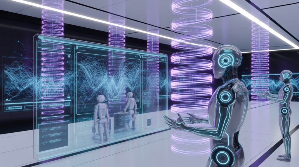 “4K futuristic concept image representing upcoming AI updates and future trends in artificial intelligence for 2025–2026.”