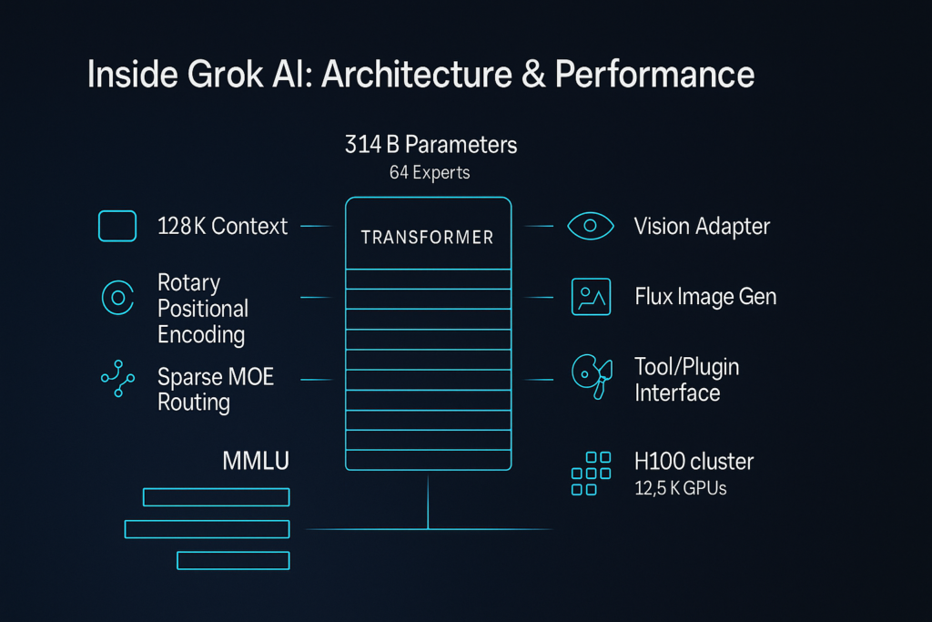 Grok AI new update highlighting real-time data processing and smarter AI features by xAI