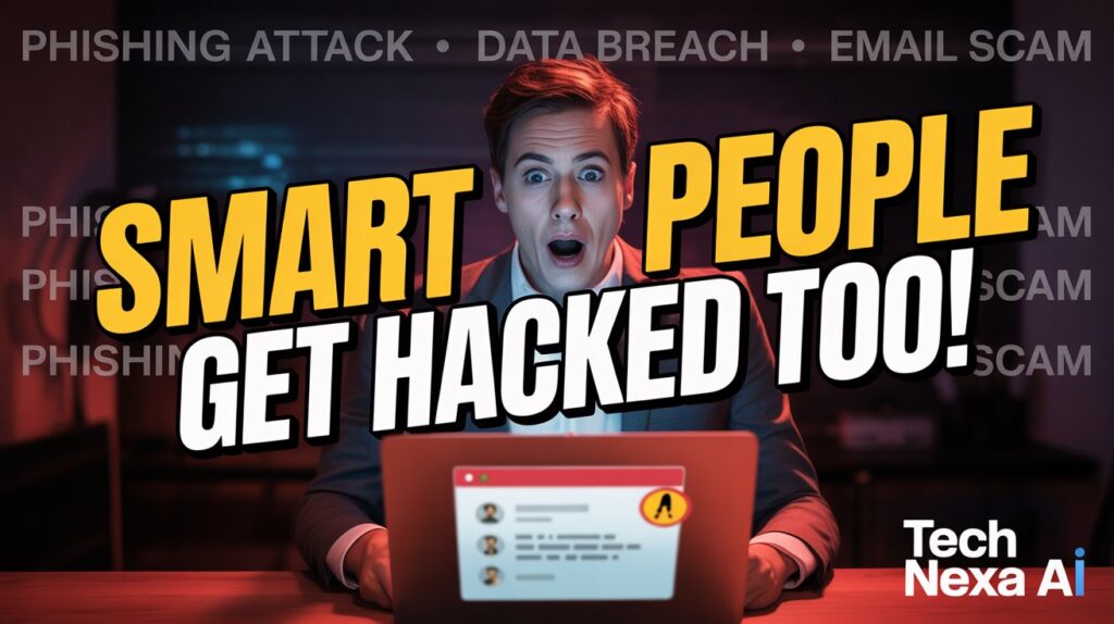 “Smart professional reacting to phishing email on laptop highlighting cybersecurity risk in 2026”