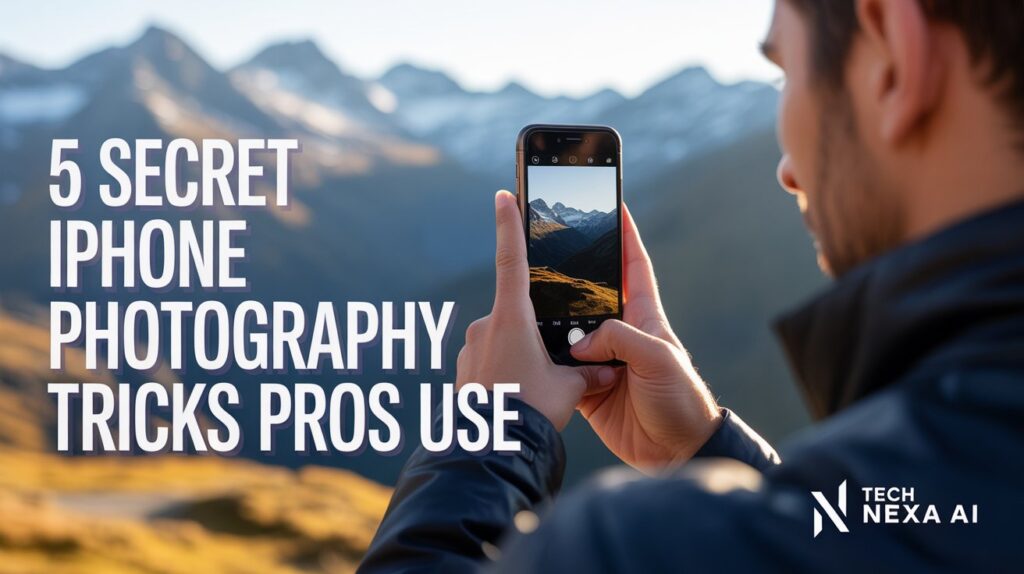 person taking photo using iPhone camera in nature