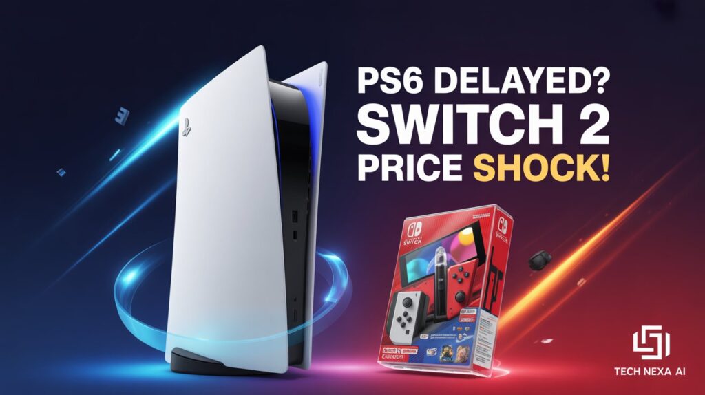 PlayStation 6 release delay news graphic with next gen console concept