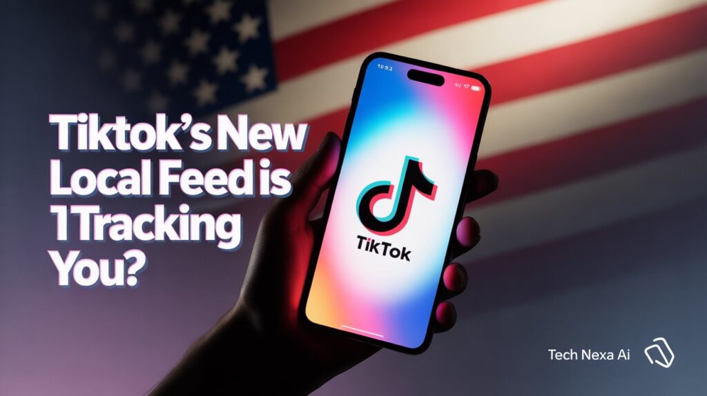 TikTok app logo on smartphone with US flag background